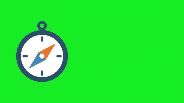 Compass Icon Animation Rotating on a Green Screen for Motion Graphics Video Editing Overlay