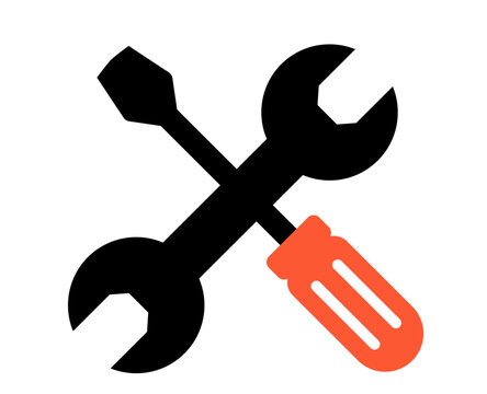 Screwdriver and Wrench Tools Icon isolated on white background