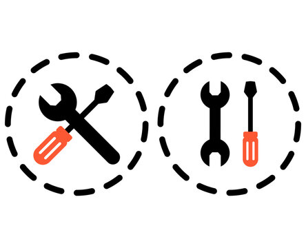 Wrench and Screwdriver Icons Representing Tools and Repair Services isolated on white background