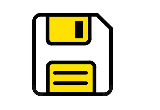 Yellow floppy disk icon for saving data