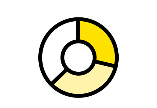 Donut chart icon with two yellow segments for data