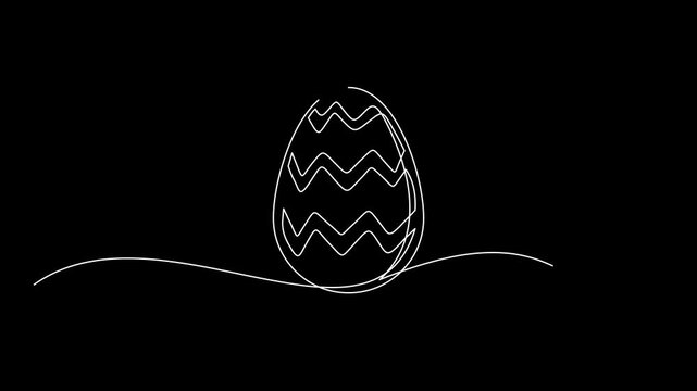 Self-Drawing Animated Easter Egg Continuous Line Art Set on Black Background