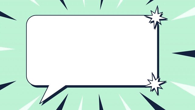 Comic style speech bubble with burst lines on a mint background for chat and message concepts.