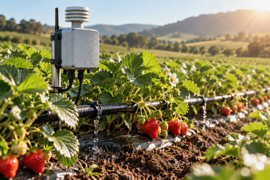 Smart Drip Irrigation System with Sensor Monitoring Strawberry Crop in Agricultural Field