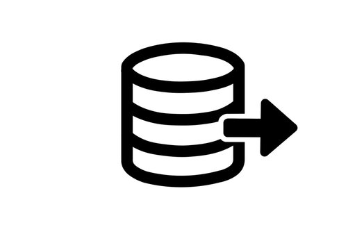 Database icon with an arrow for data export and migration