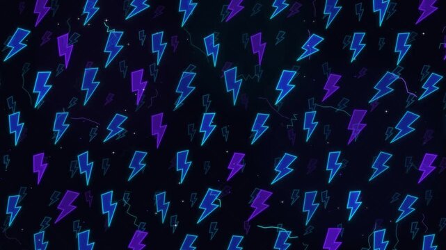 Animated Neon Thunder Pattern with Blue and Purple Lightning Bolts