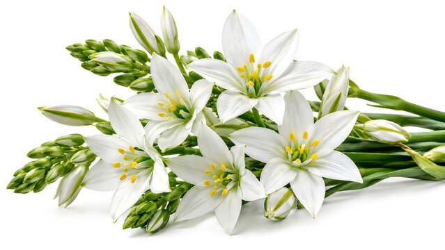White Star Flower Bouquet on White