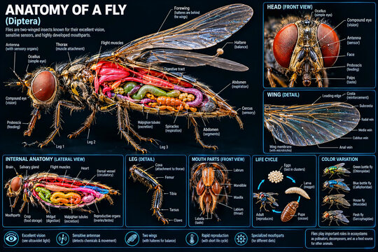 Anatomy of a Fly Educational Infographic Chart