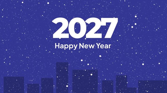 Happy New year 2027 with blue background and snow