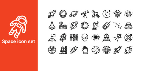 Hand drawn space icons set including planets rockets and astronauts ©  MD MOHIUDDIN