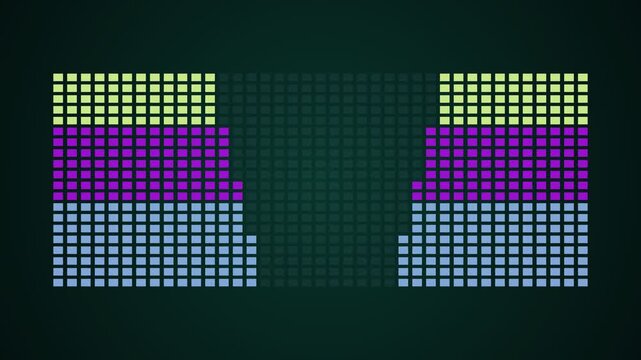 Digital Audio Equalizer Spectrum Display Animation With Glowing Sound Waves and Equalizer Bars