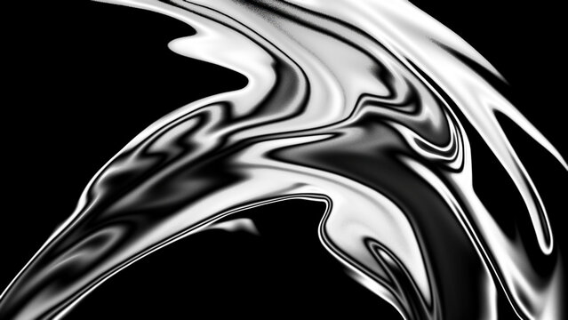 Abstract black and white liquid metal wave background