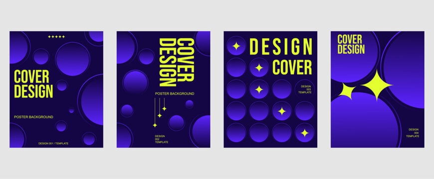 Cyberpunk purple social media template pack featuring four modern digital card layouts