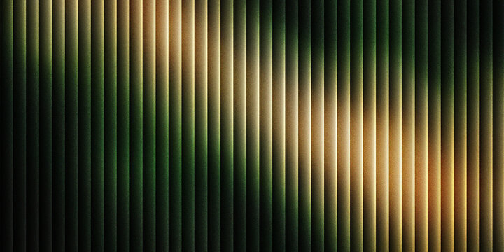 Abstract background of vertical textured stripes with a flowing golden light wave effect across a dark green surface