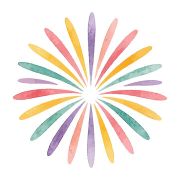 Watercolor illustration of fireworks