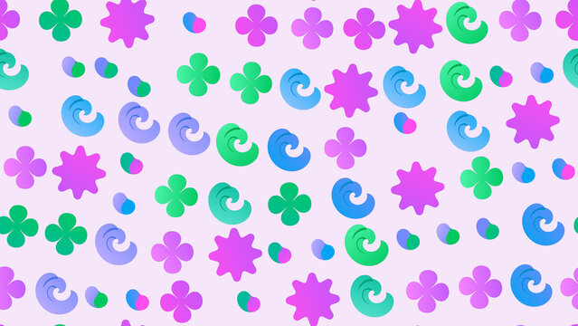Abstract colorful shapes seamless pattern with gradients