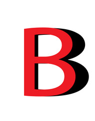 Red capital letter B with drop shadow illustration on white background © MSTMINI