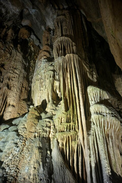 Flowstone geological formation in Bristol Caverns in Tennessee.