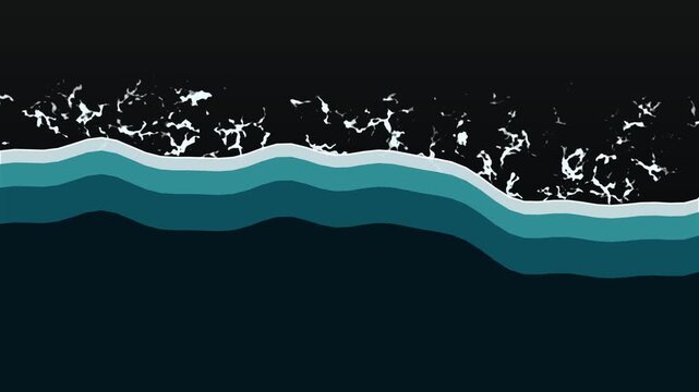 Wave Animation with Blue Liquid Splash on Black
