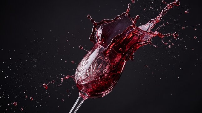 Red wine splashing out of a glass