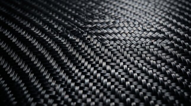 Closeup of black carbon fiber weave texture