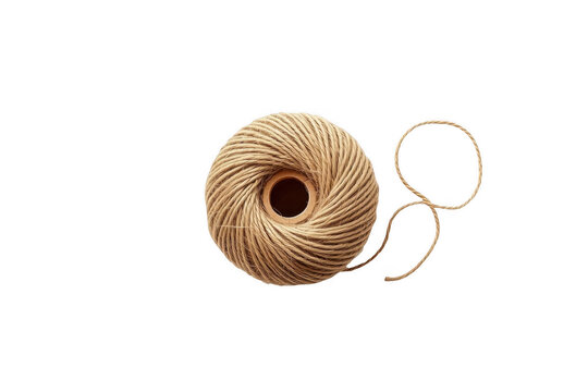 Ball of natural jute twine on transparent background