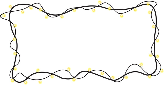 Decorative string of glowing yellow Christmas fairy lights frame