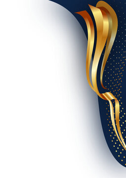 a portrait abstract navy gold curve for modern corporate certificate background template