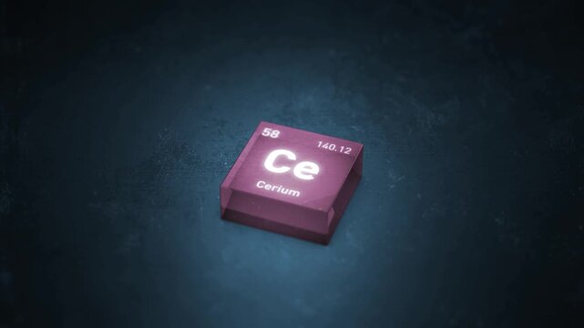 Chemical Element Cerium Ce Animation. Periodic Table Series.
