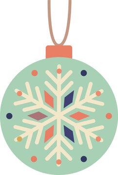 Cute Mint Green Christmas Ornament Bauble with Snowflake Pattern