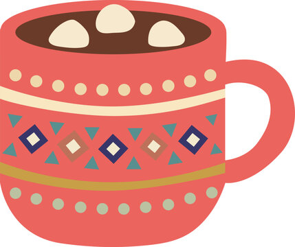Cute Christmas Mug of Hot Chocolate with Marshmallows