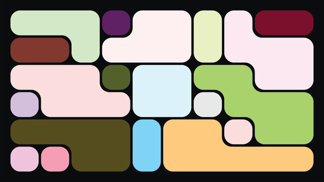 Colorful Bento Grid. Rounded Blocks on Black for Modern Web Layouts