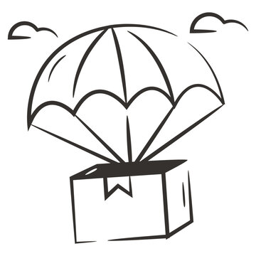 An icon design of parachute delivery
