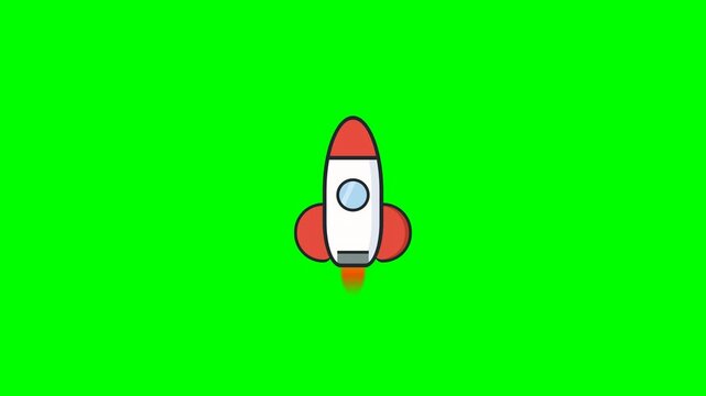 Rocket ships ascending on a solid green background