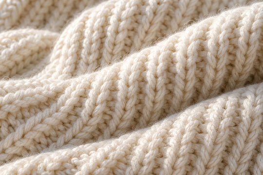 Cozy ivory chunky knit texture closeup