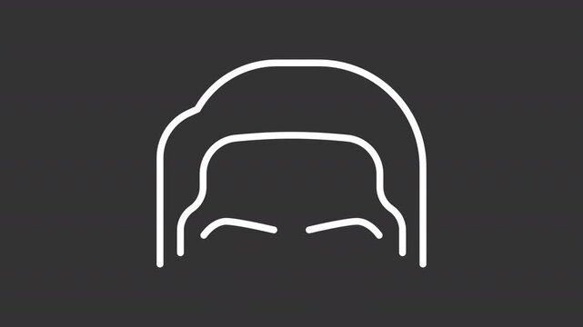 Animated male hair and eyebrows white line icon. Body parts demonstration outline animation. Symmetrical facial features. Geometric hair shape. Dark mode linear motion graphic loop