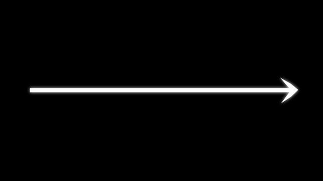 glowing straight arrow pointing right animation on alpha transparent background