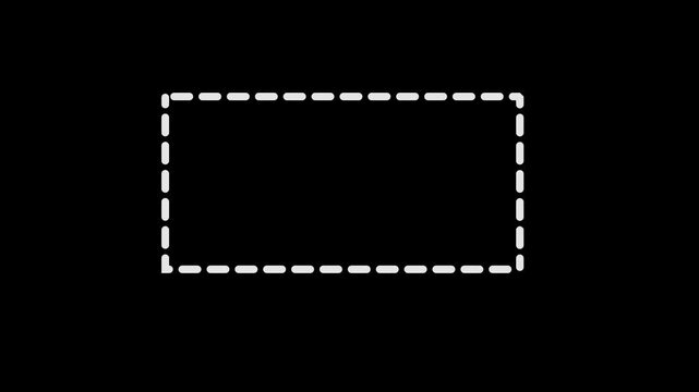 dashed rectangular frame icon animation on alpha transparent background