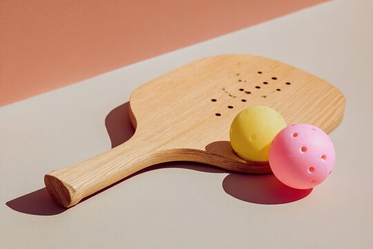 minimalist art of pickleball paddle and ball
