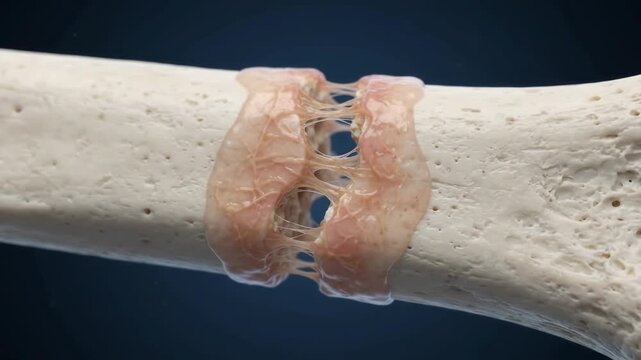 Bone fracture healing process showing callus formation and tissue regeneration