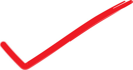 Red handdrawn check mark symbol isolated on transparent background © Saiful