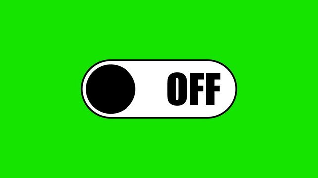 Animated on and off toggle switch button, green screen UI element graphic, isolated video overlay element