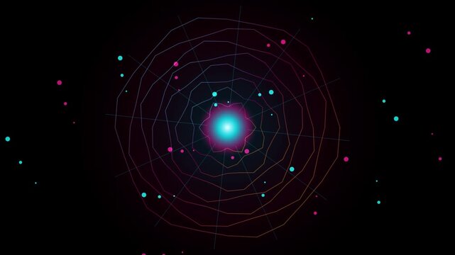 Abstract Multiverse Spider Heroic Neon Web Matrix Loop Seamless Animation with Cyan and Magenta Pulse