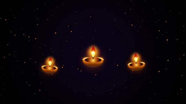 Glowing Diwali Diyas Floating in Night Starry Sky