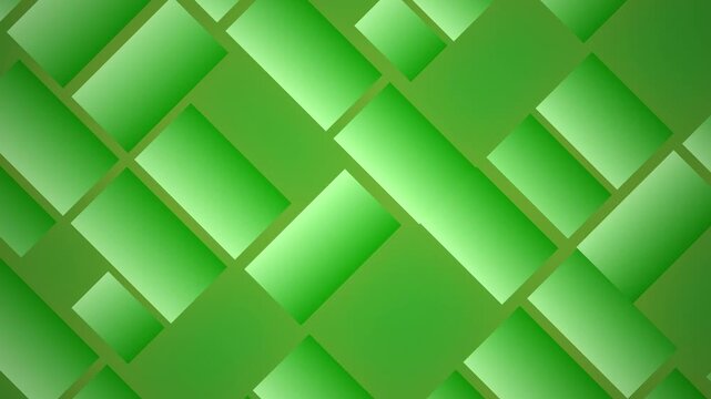 Abstract geometric pattern of overlapping green rectangles, modern seamless looping motion graphics backdrop for corporate video, digital tech pattern and minimalist business presentation.4k video