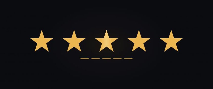 Conceptual five star rating fills gold and confirms customer satisfaction, scope