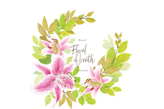 watercolor floral and leaves wreath 