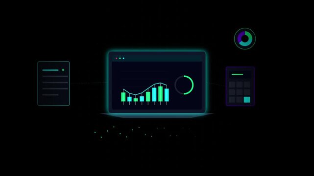 Abstract digital quantum ledger animation representing modern