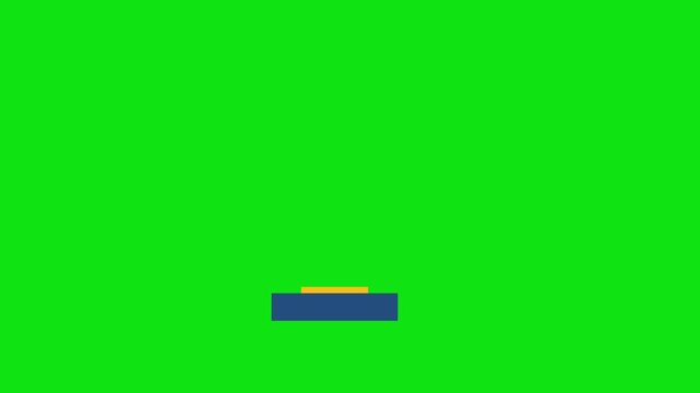 Vector animation of a red flag marker rising and lowering on a pole base against a green screen background