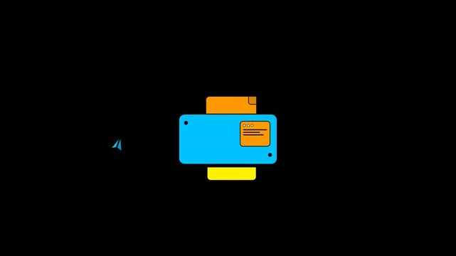 Printer Printing Paper Animation on Transparent Background with Alpha Channel